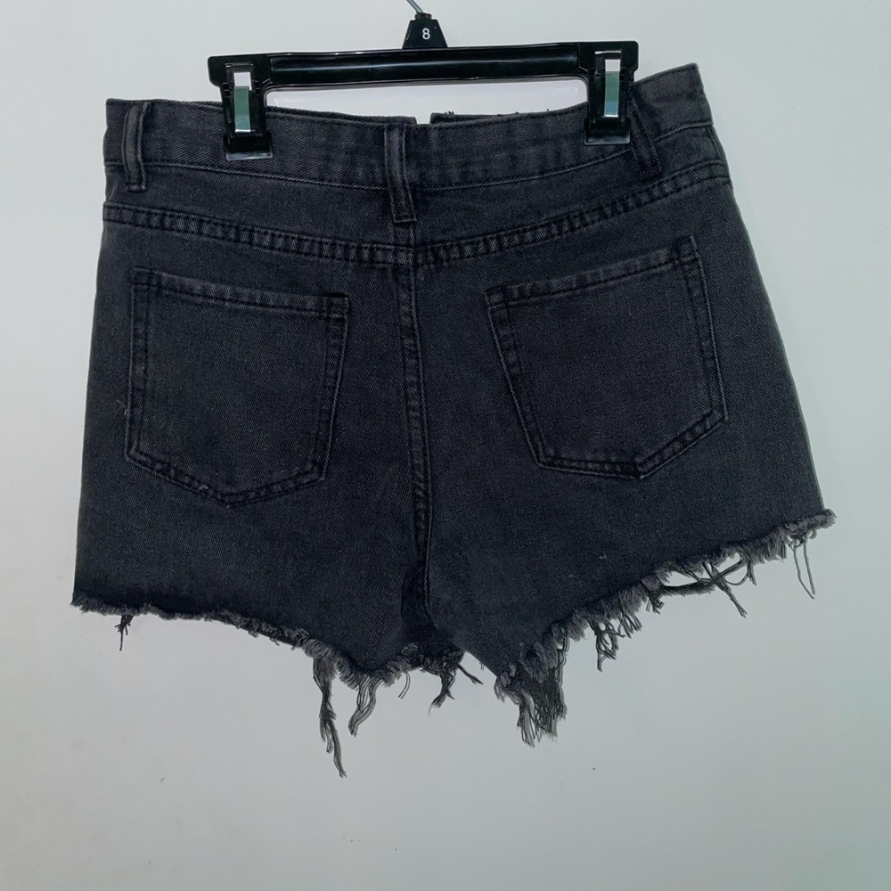 Black Ripped Jean Shorts